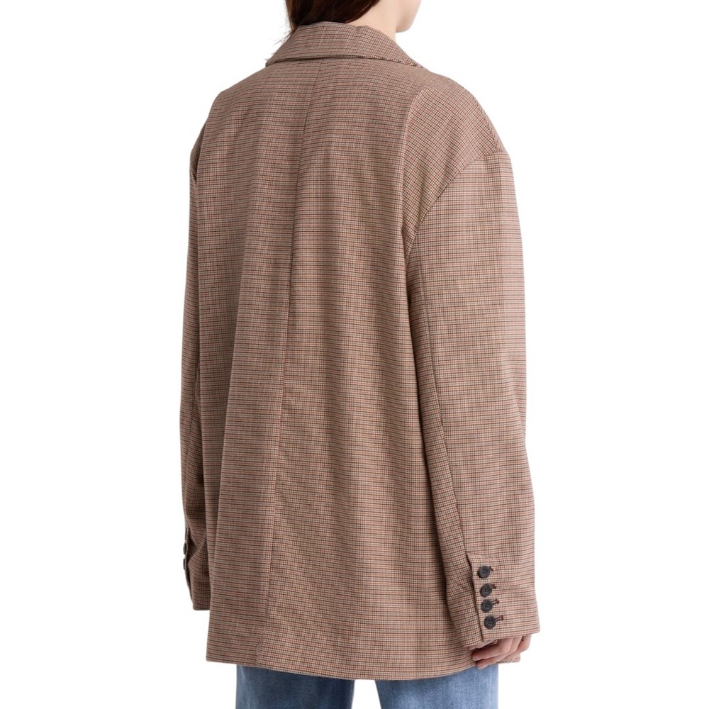 Free People oversized checked blazer in taupe plaid - Picture 2 of 16
